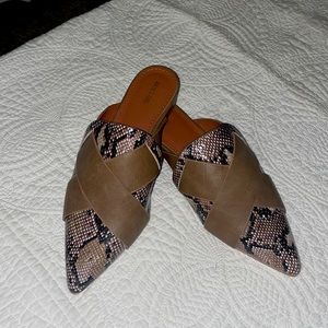 this is a animal print shoes that has been worn once or twice